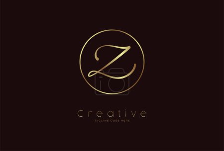 Ilustración de Logo inicial Z. letra Z dibujada a mano en círculo con color oro. utilizable para los negocios. logotipos personales y de empresa. ilustración vectorial - Imagen libre de derechos