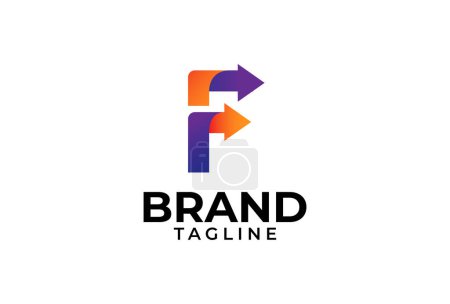 Ilustración de Logo de flecha F inicial, letra de gradiente F con dos combinaciones de flecha, usbale para logístico, finanzas y logotipo de negocios, ilustración de vectores - Imagen libre de derechos