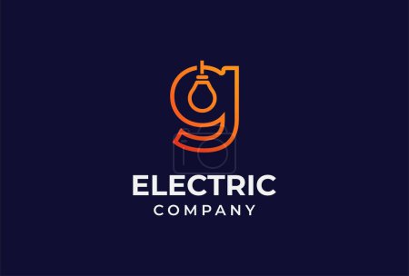 Ilustración de Logo eléctrico. letra abstracta G con bombilla interior, plantilla de logotipo de diseño eléctrico, ilustración vectorial - Imagen libre de derechos