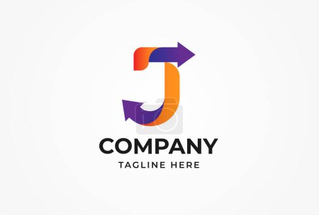 Ilustración de Initial J Logo, letter J with arrow combination, usable for logistic, finance and company logos, vector illustration - Imagen libre de derechos