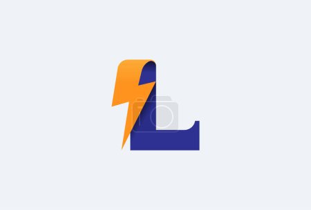 Initial L Logo, Buchstabe L mit Blitzkombination, Vektorillustration
