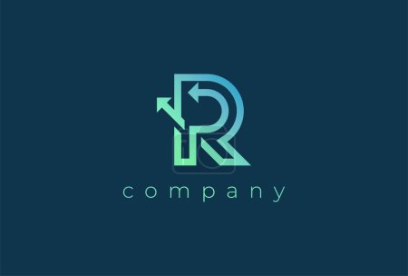 Ilustración de Intial R logo, letra R con combinación de flechas, utilizable para las finanzas, logístico y logotipos de la empresa, ilustración vectorial - Imagen libre de derechos