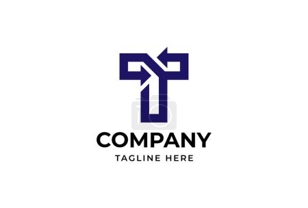Initiales T-Logo, Buchstabe T mit Pfeilkombination, verwendbar für Logistik-, Finanz- und Firmenlogos, Vektorabbildung