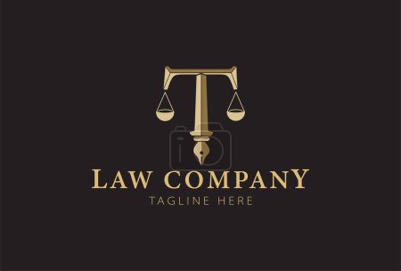 Illustration for Letter t the legal logo, the concept of the scale of justice with the letter T, vector illustration - Royalty Free Image