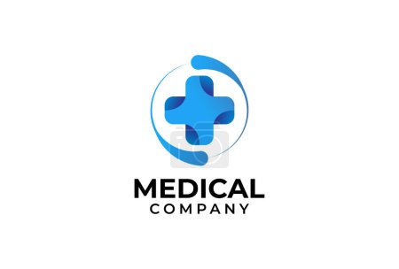 Ilustración de Medical Logo, green circular with medical cross logo inside, flat design logo template, vector illustration - Imagen libre de derechos