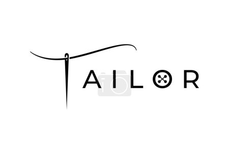 Ilustración de Logo a medida, combinación de hilo y aguja, Plantilla de diseño de logotipo plano, ilustración vectorial - Imagen libre de derechos