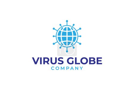 Téléchargez les illustrations : Logo du virus, combinaison globe et virus, utilisable pour les logos de marque et d'entreprise, illustration vectorielle - en licence libre de droit