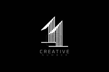 Illustration for Number 11 Logo, modern and creative number 11 multi line style, usable for brand, anniversary and business logos, flat design logo template, vector illustration - Royalty Free Image