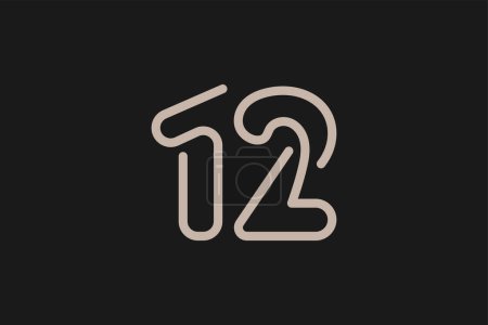 Ilustración de Logotipo del número 12, estilo de la línea del logotipo del número 12 del monograma, utilizable para los logotipos del aniversario y del negocio, plantilla plana del logotipo del diseño, ilustración del vector - Imagen libre de derechos