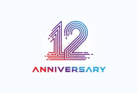 Ilustración de Logotipo del número 12 abstracto, estilo de línea del monograma del número 12, utilizable para los logotipos del aniversario, del negocio y de la tecnología, plantilla plana del logotipo del diseño, ilustración del vector - Imagen libre de derechos