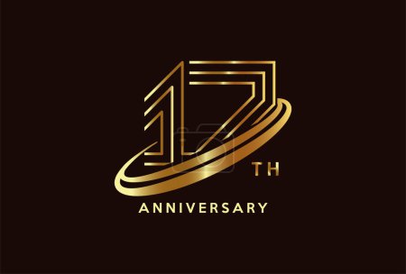 Illustration for Golden 17 year anniversary celebration logo design inspiration - Royalty Free Image