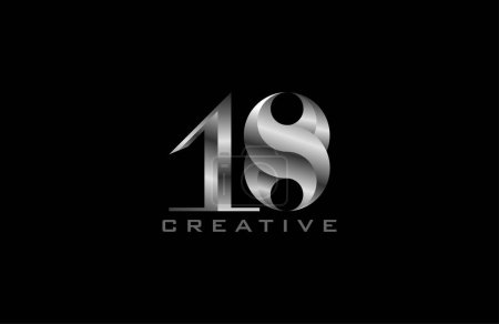 Téléchargez les illustrations : Logo numéro 18, numéro 18 moderne en acier argenté, utilisable pour les logos d'anniversaire et d'affaires, illustration vectorielle - en licence libre de droit