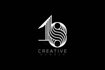 Illustration for Number 18 Logo, modern and creative number 18 multi line style, usable for brand, anniversary and business logos, flat design logo template, vector illustration - Royalty Free Image