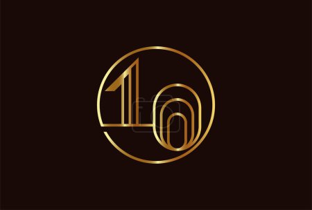 Ilustración de Logotipo abstracto del oro del número 10, estilo de línea del monograma del número 10 se puede utilizar para las plantillas del logotipo del cumpleaños y del negocio, logotipo plano del diseño, ilustración del vector - Imagen libre de derechos