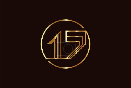 Ilustración de Logotipo abstracto del oro del número 17, estilo de línea del monograma del número 17 se puede utilizar para las plantillas del logotipo del cumpleaños y del negocio, logotipo plano del diseño, ilustración del vector - Imagen libre de derechos
