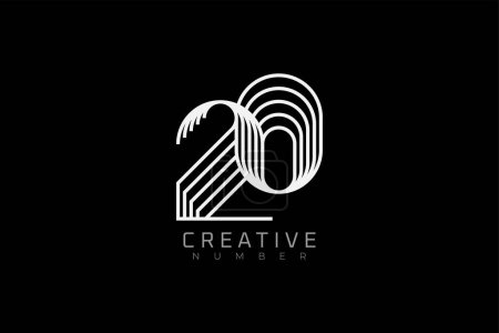 Illustration for Number 20 Logo, modern and creative number 20 multi line style, usable for brand, anniversary and business logos, flat design logo template, vector illustration - Royalty Free Image