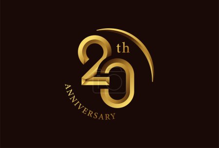 Ilustración de Diseño del logotipo de la celebración del aniversario de 20 años con estilo círculo de oro - Imagen libre de derechos