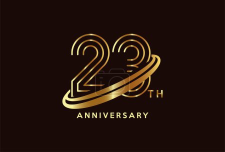 Ilustración de Oro 23 aniversario celebración logo diseño inspiración - Imagen libre de derechos