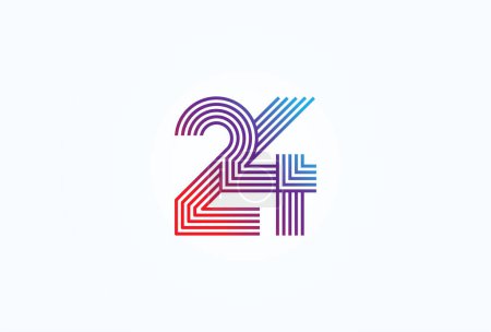 Ilustración de Logotipo abstracto del número 24, estilo de línea del monograma del número 24, utilizable para los logotipos del aniversario, del negocio y de la tecnología, plantilla plana del logotipo del diseño, ilustración del vector - Imagen libre de derechos