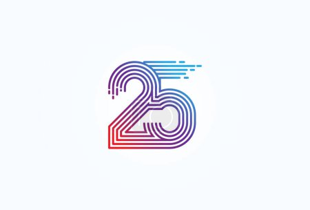 Ilustración de Logotipo abstracto del número 25, estilo de línea del monograma del número 25, utilizable para los logotipos del aniversario, del negocio y de la tecnología, plantilla plana del logotipo del diseño, ilustración del vector - Imagen libre de derechos