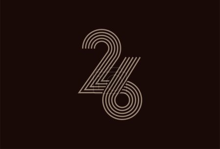 Ilustración de Logotipo abstracto del oro del número 26, estilo de línea del monograma del número 26 se puede utilizar para las plantillas del logotipo del cumpleaños y del negocio, logotipo plano del diseño, ilustración del vector - Imagen libre de derechos