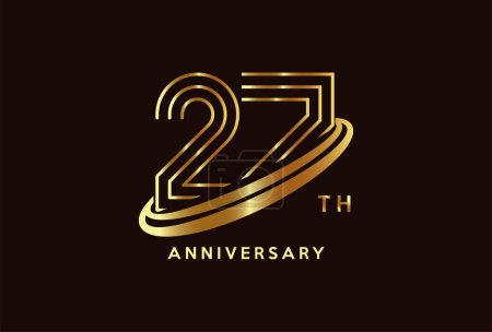 Téléchargez les illustrations : Golden 27 anniversaire célébration logo design inspiration - en licence libre de droit