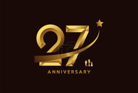 Ilustración de Diseño del logotipo de la celebración del aniversario de oro 27 años con símbolo estrella - Imagen libre de derechos