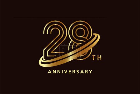 Ilustración de Golden 28 aniversario celebración logo diseño inspiración - Imagen libre de derechos