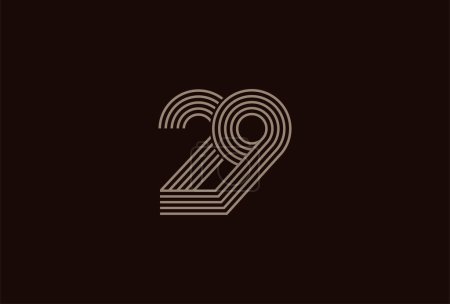 Ilustración de Logotipo abstracto del oro del número 29, estilo de línea del monograma del número 29 se puede utilizar para las plantillas del logotipo del cumpleaños y del negocio, logotipo plano del diseño, ilustración del vector - Imagen libre de derechos