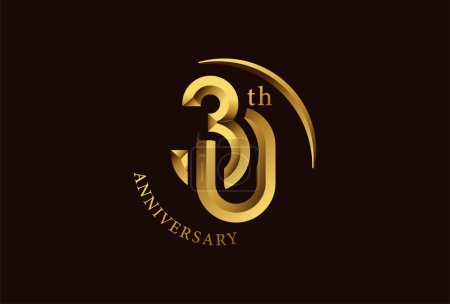 Ilustración de Diseño del logotipo de la celebración del aniversario de 30 años con el estilo círculo de oro - Imagen libre de derechos