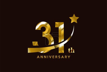 Ilustración de Golden 31 aniversario celebración logo diseño con símbolo estrella - Imagen libre de derechos