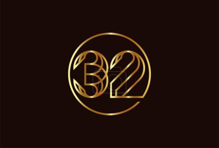 Ilustración de Logotipo abstracto del oro del número 32, estilo de la línea del monograma del número 32 se puede utilizar para las plantillas del logotipo del cumpleaños y del negocio, logotipo plano del diseño, ilustración del vector - Imagen libre de derechos