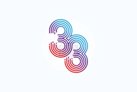 Illustration for Abstract 33 Number Logo, number 33 monogram line style, usable for anniversary, business and tech logos, flat design logo template, vector illustration - Royalty Free Image