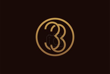 Ilustración de 33 años logotipo aniversario, círculo de la línea de oro con el número en el interior, plantilla de diseño de número de oro, ilustración vectorial - Imagen libre de derechos