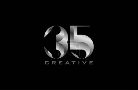 Téléchargez les illustrations : Logo numéro 35, numéro 35 moderne en acier argenté, utilisable pour les logos d'anniversaire et d'affaires, illustration vectorielle - en licence libre de droit