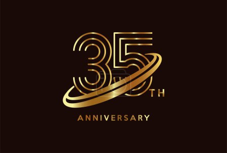Illustration for Golden 35 year anniversary celebration logo design inspiration - Royalty Free Image