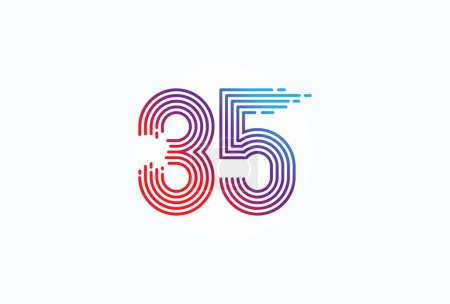 Ilustración de Logotipo de número 35 abstracto, estilo de línea de monograma número 35, utilizable para aniversario, logotipos empresariales y tecnológicos, plantilla de logotipo de diseño plano, ilustración de vectores - Imagen libre de derechos