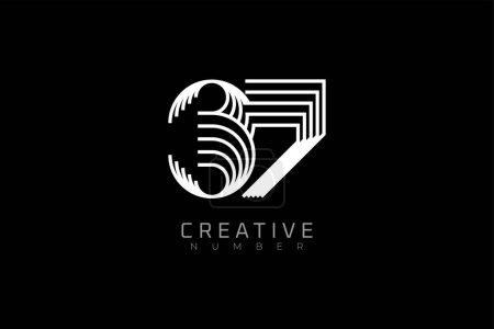 Ilustración de Número 37 Logo, moderno y creativo número 37 multi línea de estilo, utilizable para la marca, aniversario y logotipos de negocios, plantilla de logotipo de diseño plano, ilustración de vectores - Imagen libre de derechos