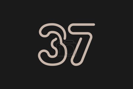 Ilustración de Logotipo del número 37, estilo de la línea del logotipo del número 37 del monograma, utilizable para los logotipos del aniversario y del negocio, plantilla plana del logotipo del diseño, ilustración del vector - Imagen libre de derechos