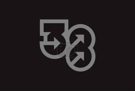 Ilustración de Logo número 38, monograma número 38 con combinación de flechas, utilizable para logotipos de negocios y aniversario, plantilla de logotipo de diseño plano, ilustración vectorial - Imagen libre de derechos