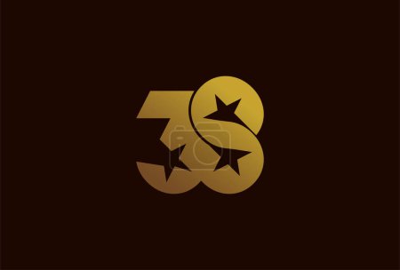 Illustration for Number 38 Logo, Monogram number 38 formed from the infinity symbol with a star in the negative space, usable for business and anniversary logos, flat design logo template, vector illustration - Royalty Free Image