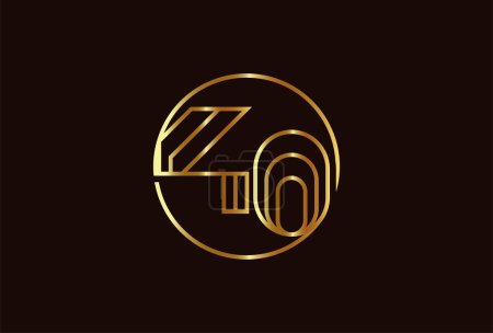 Illustration for Abstract Number 40 Gold Logo, Number 40 monogram line style can be used for birthday and business logo templates, flat design logo, vector illustration - Royalty Free Image