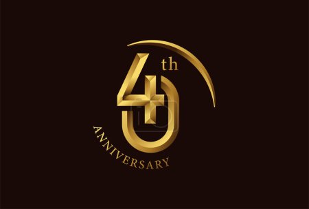 Téléchargez les illustrations : 40 année anniversaire célébration logo design avec cercle d'or style - en licence libre de droit
