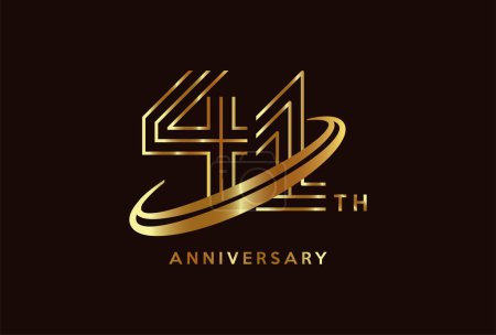 Ilustración de Oro 41 aniversario celebración logo diseño inspiración - Imagen libre de derechos