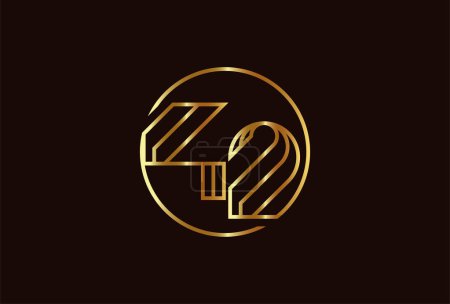 Ilustración de Logotipo abstracto del oro del número 42, estilo de la línea del monograma del número 42 se puede utilizar para las plantillas del logotipo del cumpleaños y del negocio, logotipo plano del diseño, ilustración del vector - Imagen libre de derechos