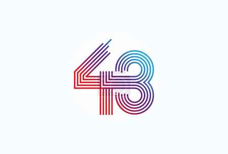 Illustration for Abstract 43 Number Logo, number 43 monogram line style, usable for anniversary, business and tech logos, flat design logo template, vector illustration - Royalty Free Image
