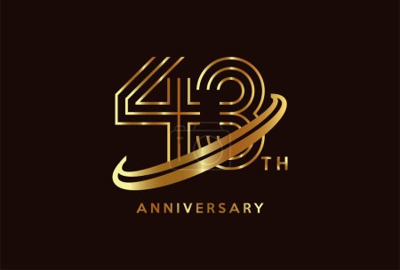Ilustración de Oro 43 aniversario celebración logo diseño inspiración - Imagen libre de derechos