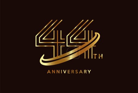 Ilustración de Oro 44 aniversario celebración logo diseño inspiración - Imagen libre de derechos