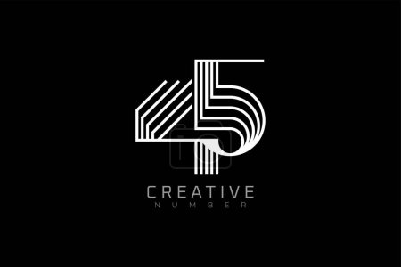 Illustration for Number 45 Logo, modern and creative number 45 multi line style, usable for brand, anniversary and business logos, flat design logo template, vector illustration - Royalty Free Image