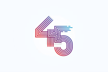 Ilustración de Logotipo abstracto del número 45, estilo de línea del monograma del número 45, utilizable para los logotipos del aniversario, del negocio y de la tecnología, plantilla plana del logotipo del diseño, ilustración del vector - Imagen libre de derechos